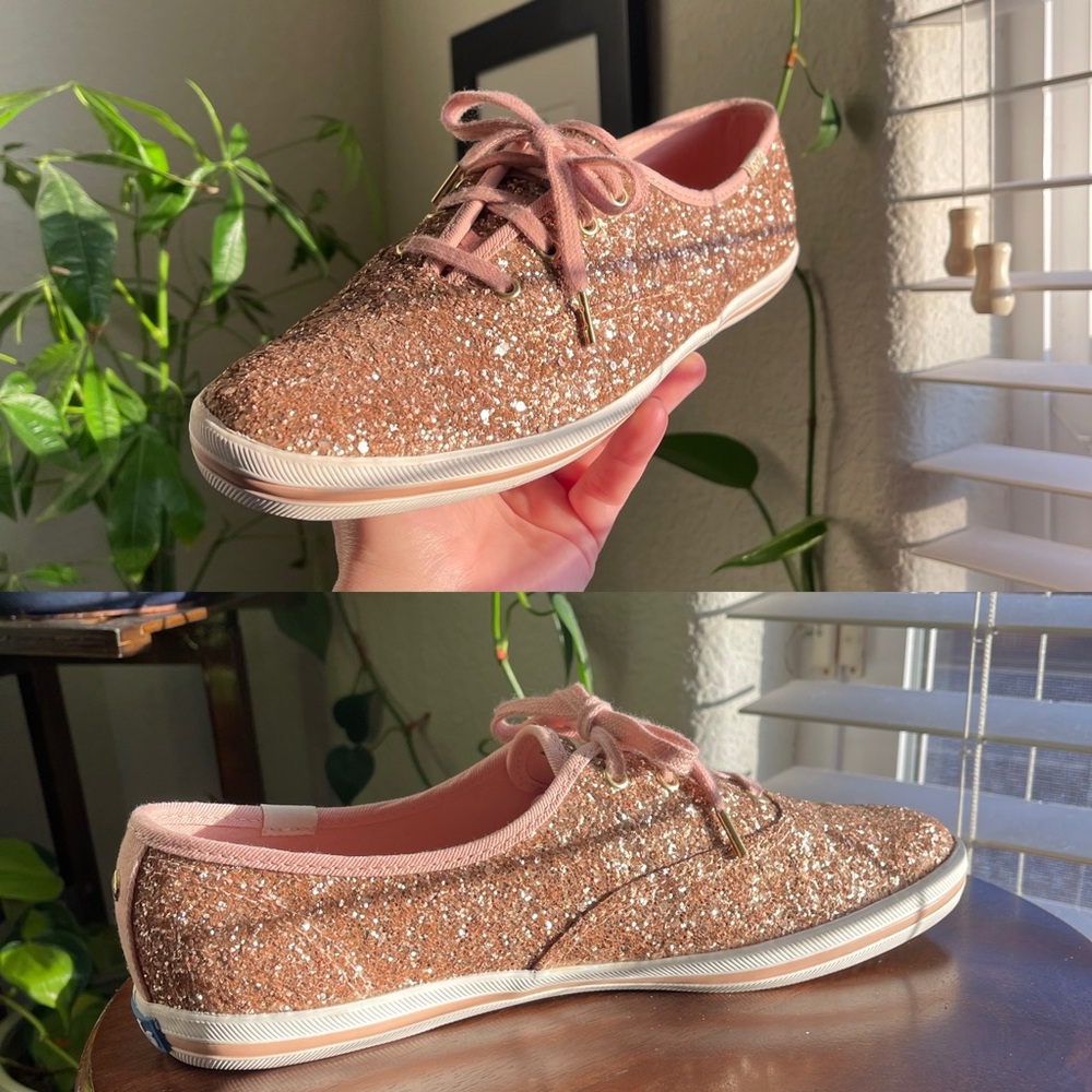 Keds X Kate Spade New York Champion Rose Gold Glitter Shoes - Size 8.5 Like New